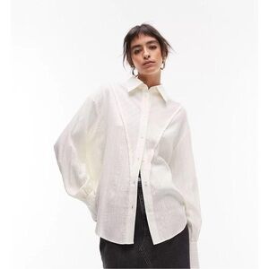 Topshop Elegant Textured Button-Up Blouse